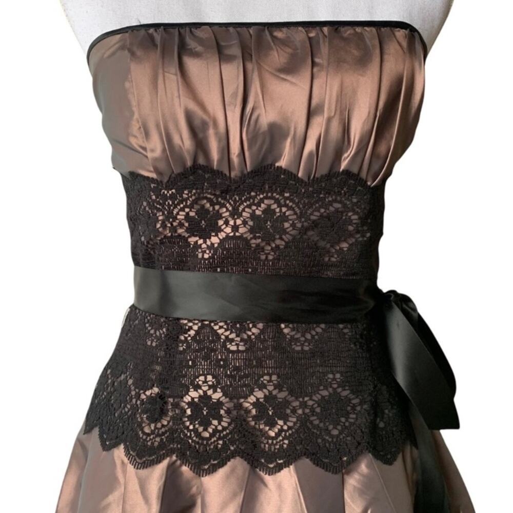Jessica McClintock Gunne Sax strapless cocktail mini dress tulle satin lace 7 2 - Picture 11 of 12